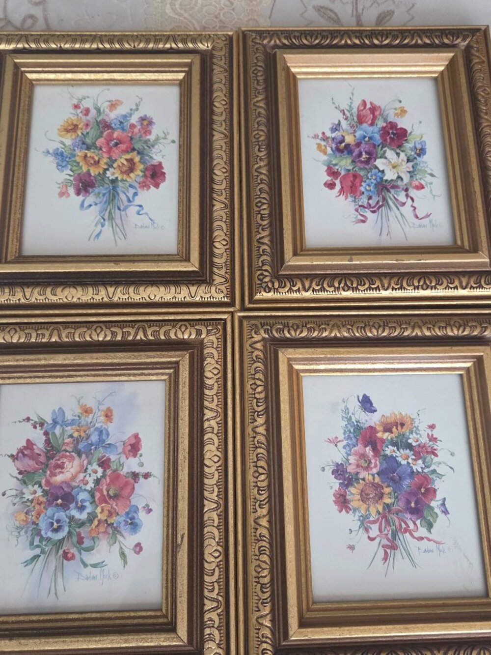 Vintage Barbara Mock Miniature Floral Bouquet Prints